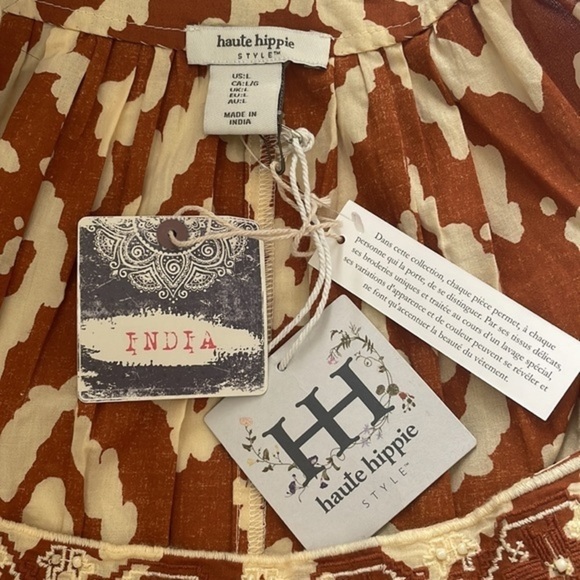 NWT Haute Hippie Seashell Tribal Beaded Flowy Strap Top 0016 - Picture 8 of 10